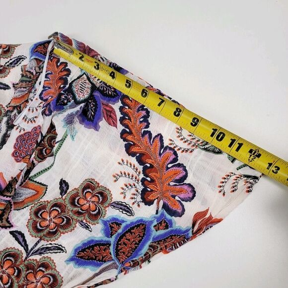 Zara Boho Crinkled Bright Floral Print Cape‎ Sleeve Beach Dress Women's sz Small - Picture 13 of 13
